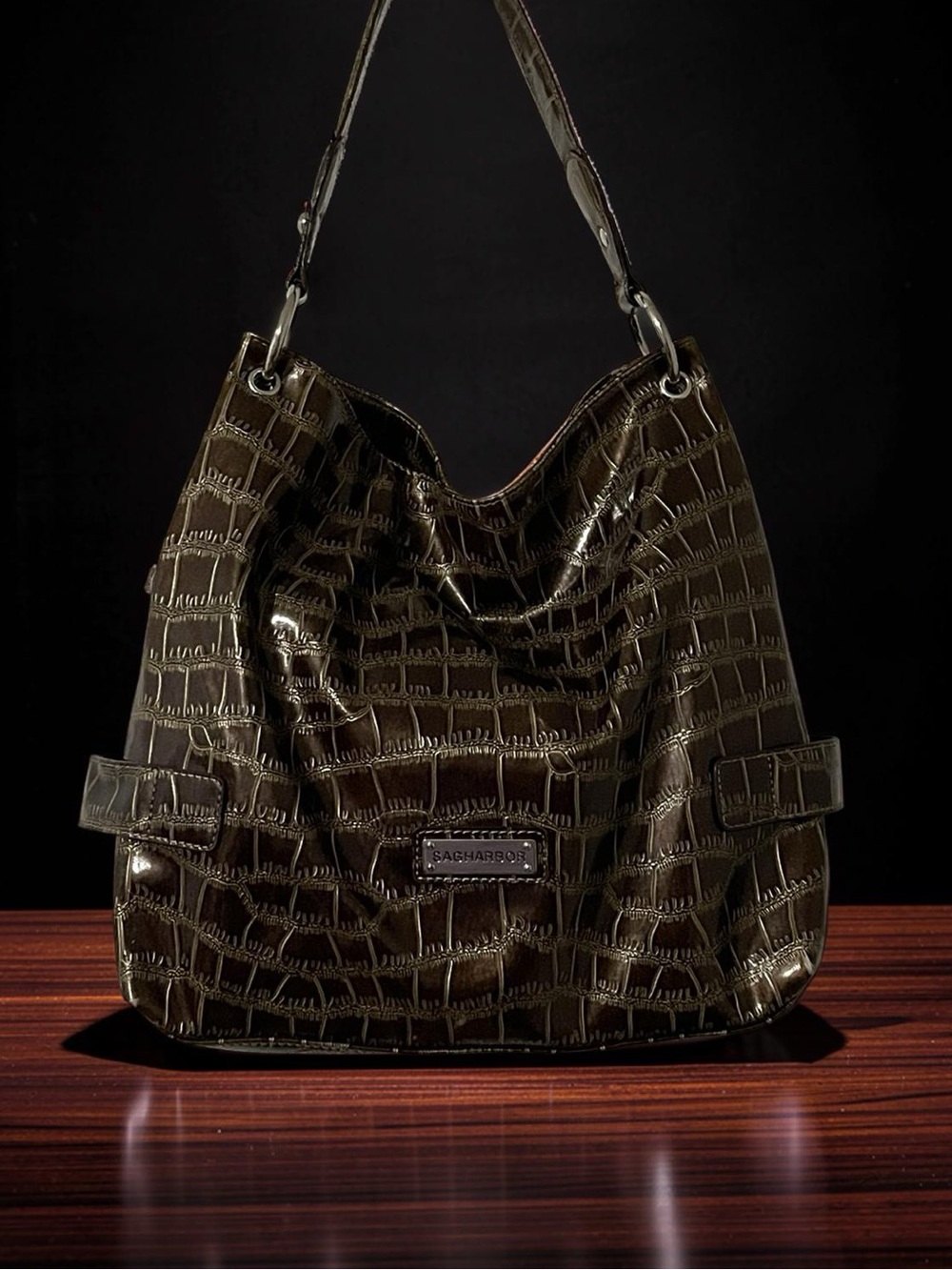Sag Harbor Shoulder Bag Faux Croc Embossed EUC - Picture 14 of 14